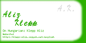 aliz klepp business card